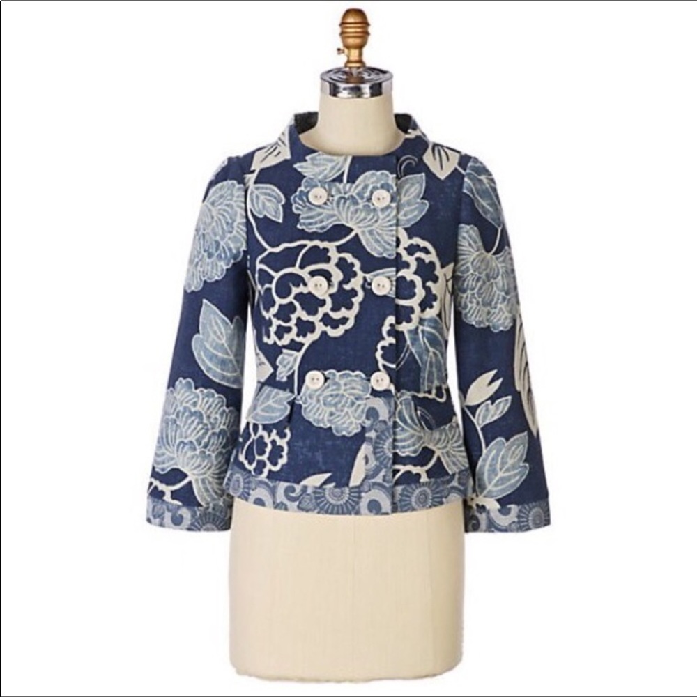 Anthro Elevenses Floral Ikebana Jacket